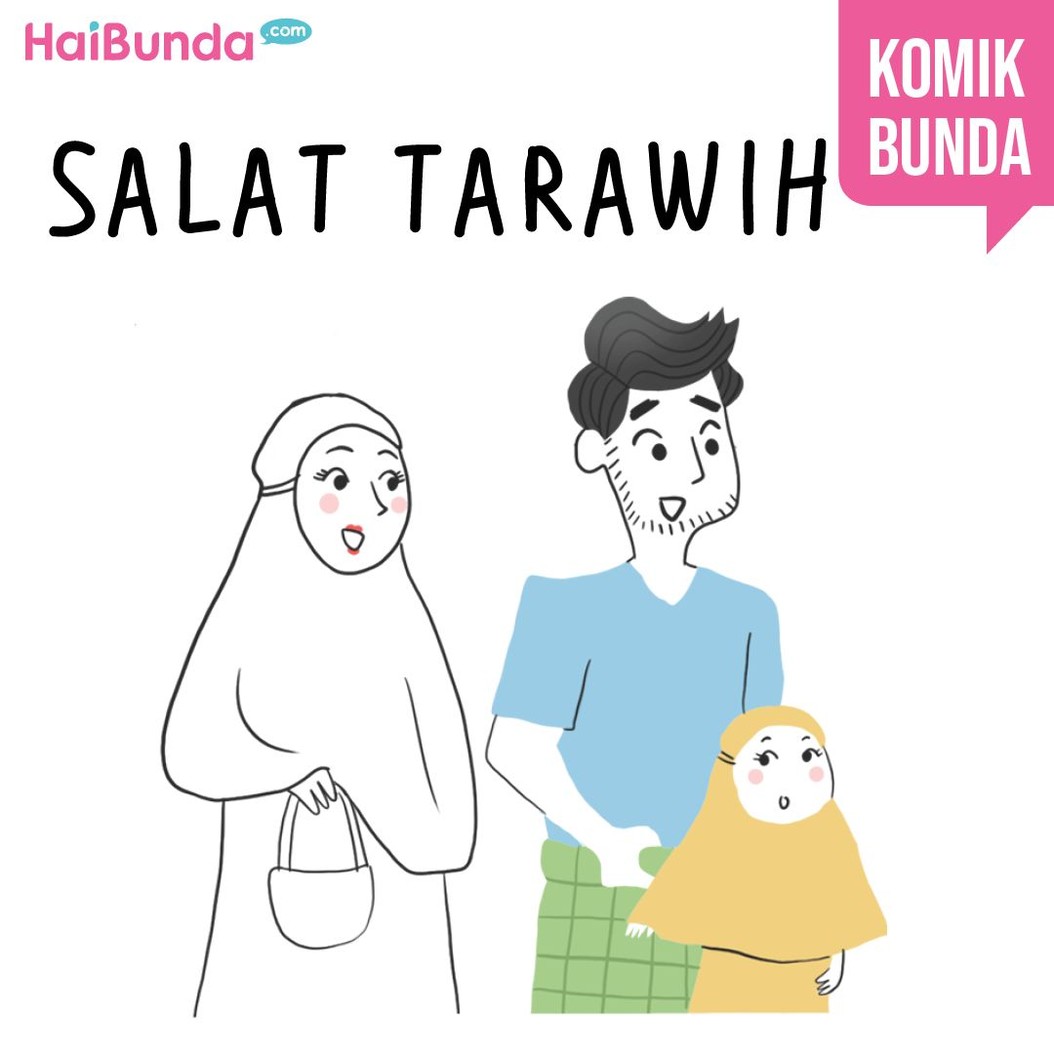 Selalu ada cerita di keluarga bunda di komik ini dalam perjalanan pulang salat Tarawih. Apa cerita keluarga Bunda setelah pulang tarawih?