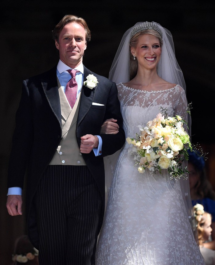 WINDSOR, ENGLAND - MAY 18: Lady Gabriella Windsor and Thomas Kingston leave after marrying in St George's Chapel on May 18, 2019 in Windsor, England. (Photo by Victoria Jones - WPA Pool/Getty Images