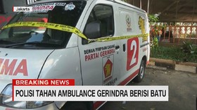 VIDEO: Polisi Tahan Ambulans Gerindra Berisi Batu