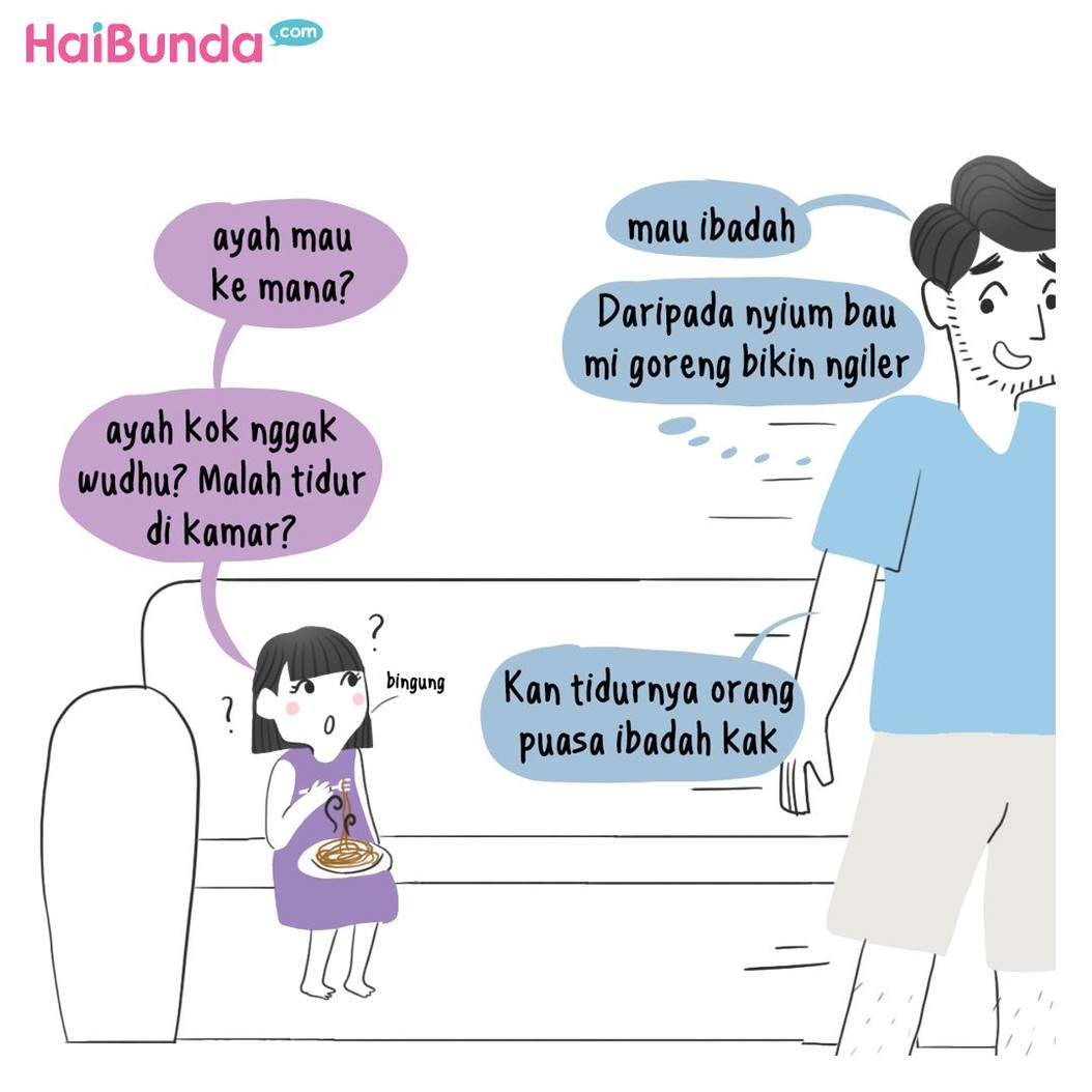 Berbagai godaan dialami Ayah dan Bunda di komik ini saat bulan puasa. Untuk Bunda dan eluarga, cobaan apa yang cukup terasa saat bulan puasa?