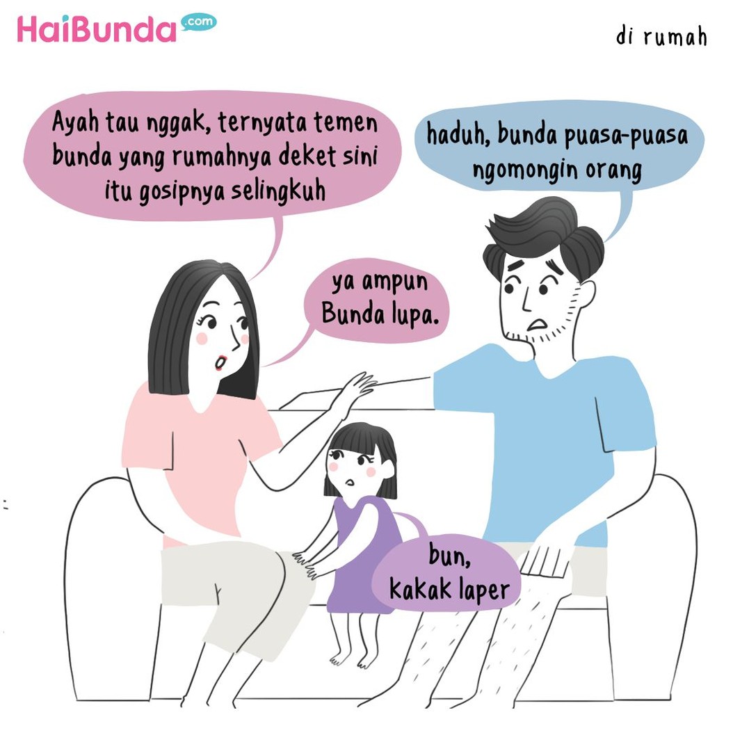 Berbagai godaan dialami Ayah dan Bunda di komik ini saat bulan puasa. Untuk Bunda dan eluarga, cobaan apa yang cukup terasa saat bulan puasa?