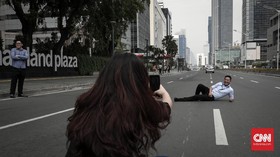FOTO : Kawasan Jalan MH Thamrin Mulai Kondusif