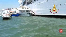 VIDEO: Kapal Pesiar Tabrak Dermaga di Venesia, Empat Luka