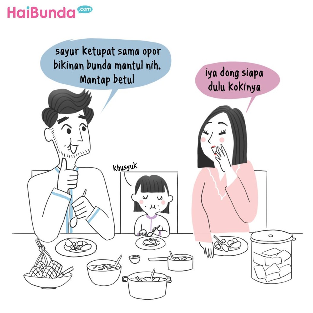 Begini cerita saat Lebaran di keluarga Bunda di komik ini. Di keluarga Bunda, ada cerita apa saat Lebaran? Bagikan di kolom komentar yuk.