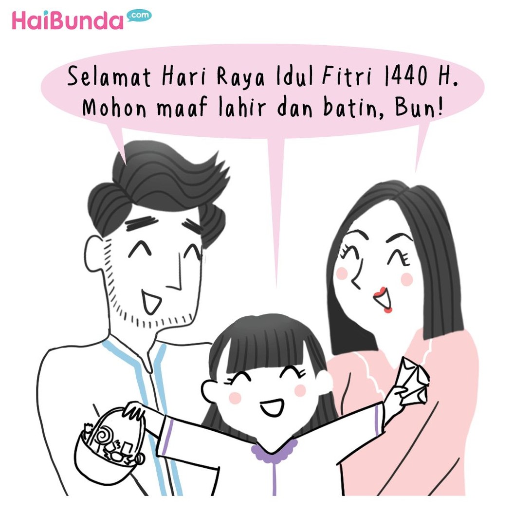 Begini cerita saat Lebaran di keluarga Bunda di komik ini. Di keluarga Bunda, ada cerita apa saat Lebaran? Bagikan di kolom komentar yuk.