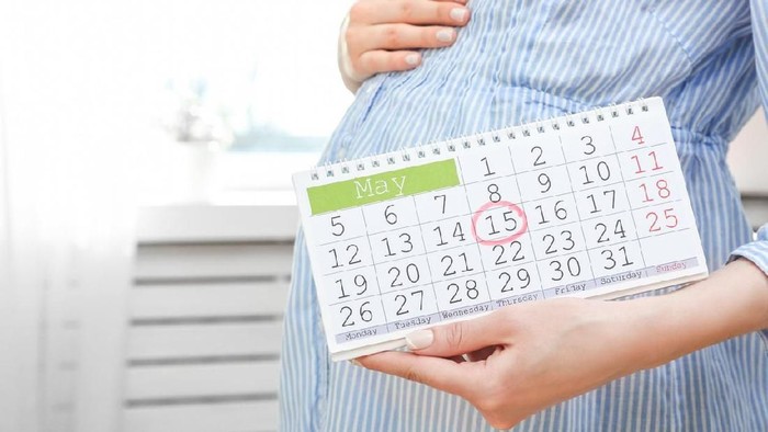 Pregnant woman is waiting for the birth and is counting days.