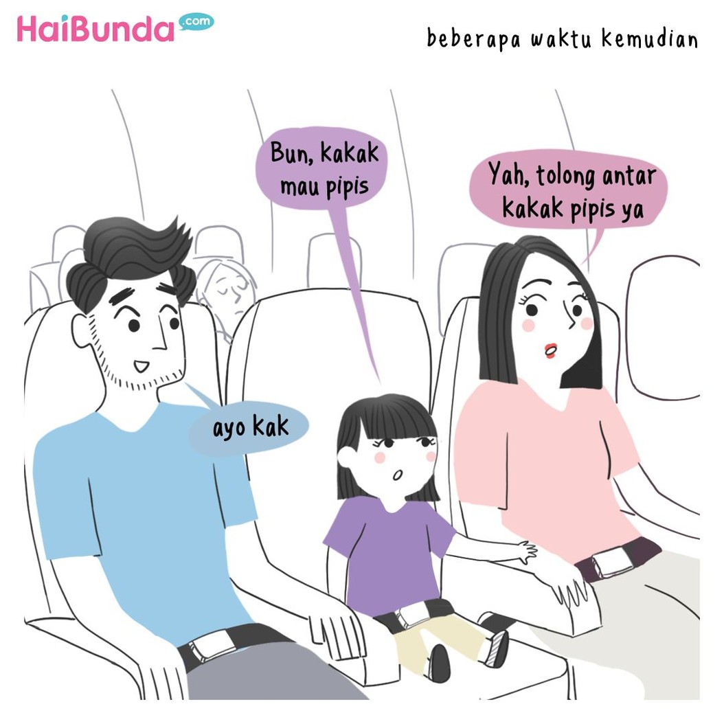 Ini pengalaman Bunda sekeluarga saat naik pesawat bareng penumpang yang membawa bayi. Kalau Bunda dan keluarga, punya pengalaman apa?