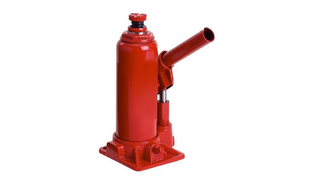Red Hydraulic Bottle Car Jack isolated on white background