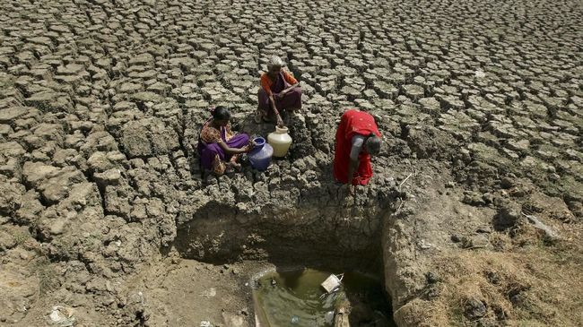Kota Keenam Terbesar India Krisis Air Akibat Kemarau Ekstrem Waduk Chembarambakkam yang merupakan salah satu sumber air di wilayah Chennai kini kering kerontang.