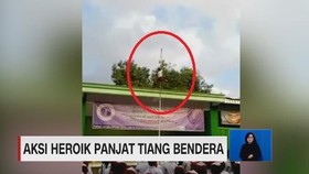 VIDEO: Aksi Heroik Siswa SD Panjat Tiang Bendera