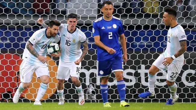 Timnas Argentina bermain imbang 1-1 dengan timnas Paraguay dalam laga fase grup Copa America 2019 di Stadion Mineirao, Brasil, Kamis (20/6) pagi WIB.