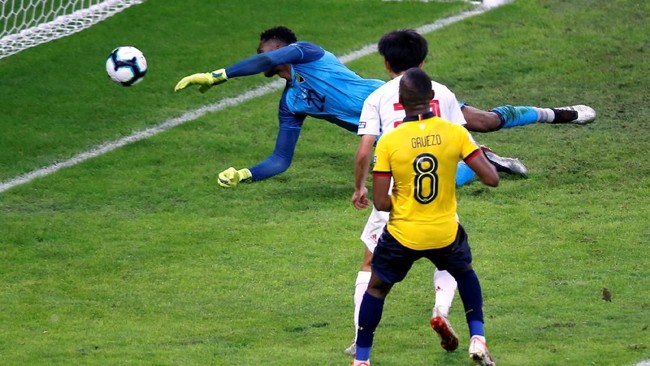 Timnas Jepang pasrah gol ke gawang Ekuador digagalkan Video Assistant Referee (VAR) di laga terakhir Grup C Copa America 2019.