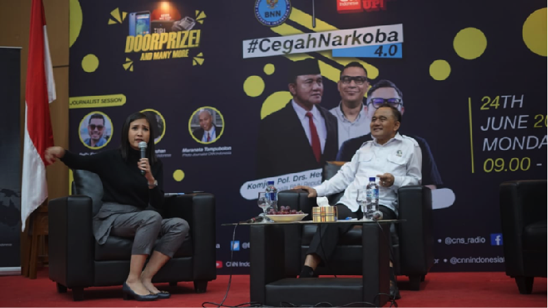 Menyambut Hari Anti Narkoba Internasional, BNN bersama CNN Indonesia menginisiasi kegiatan bertajuk 'Cegah Narkoba 4.0' di UNJ pada 24 Juni 2019.