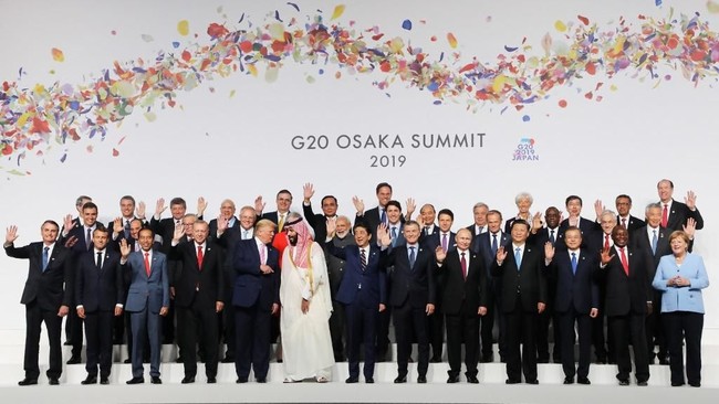 Para pemimpin negara anggota G20 mengucapkan selamat kepada Presiden Joko Widodo atas kemenangannya dalam Pemilihan Umum Presiden 2019.