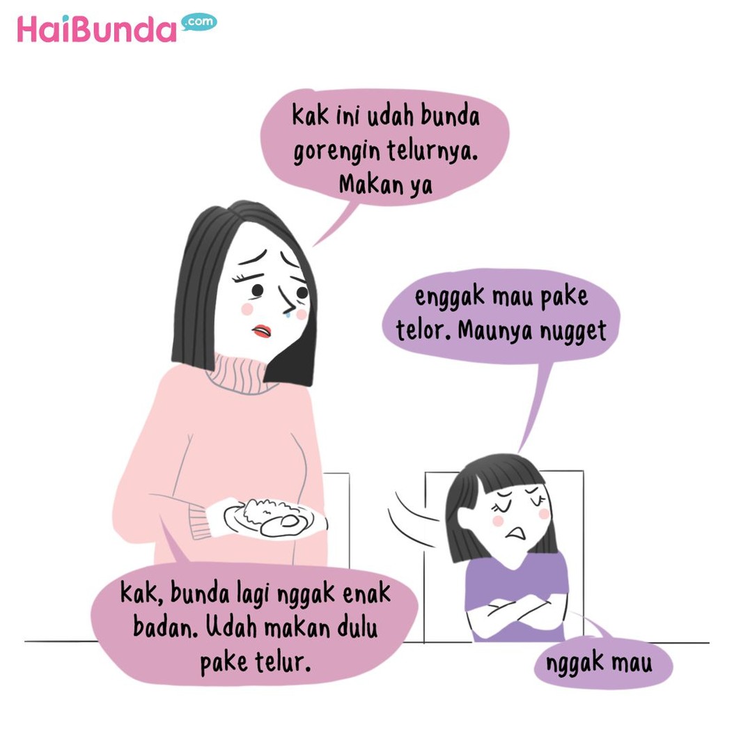 Penyesalan dirasakan bunda di komik ini setelah membentak kakak. Bagi Bunda, apa hal yang dilakukan ke anak dan membuat Bunda merasa bersalah serta menyesal?