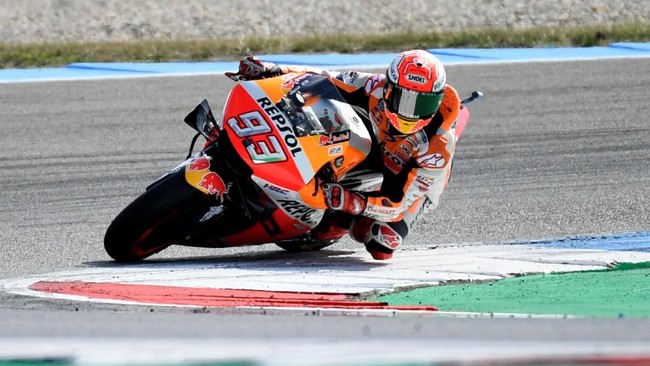 Marc Marquez menjadi pebalap tercepat pada latihan bebas kedua (FP2) MotoGP Jerman 2019 di Sirkuit Sachsenring, Jumat (5/7).