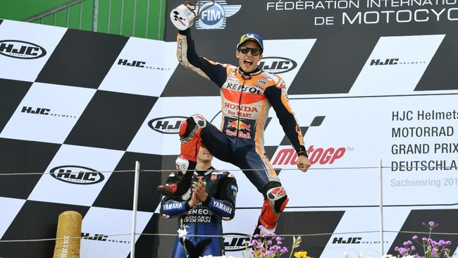 Marc Marquez unggul jauh atas Andrea Dovizioso di puncak klasemen MotoGP 2019 usai menang di MotoGP Jerman, sedangkan Valentino Rossi digeser Maverick Vinales.