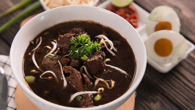 resep rawon Rawon. traditional Indonesian beef black soup culinary
