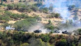 FOTO: Latihan Perang Marinir di Pantai Banongan Jatim Skenario latihan perang Armada Jaya XXXVII Korps Marinir mengaplikasikan peperangan modern riil melibatkan 8.493 personel di Pantai Banongan, Jatim.