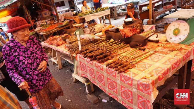 Ular, biawak, babi hutan, kucing, anjing, tikus hutan, dan kelelawar adalah deretan hewan yang dagingnya diperjualbelikan di Pasar Ekstrem.