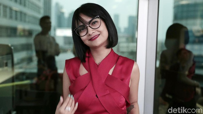 Vanessa Angel saat berkunjung ke kantor detikcom.