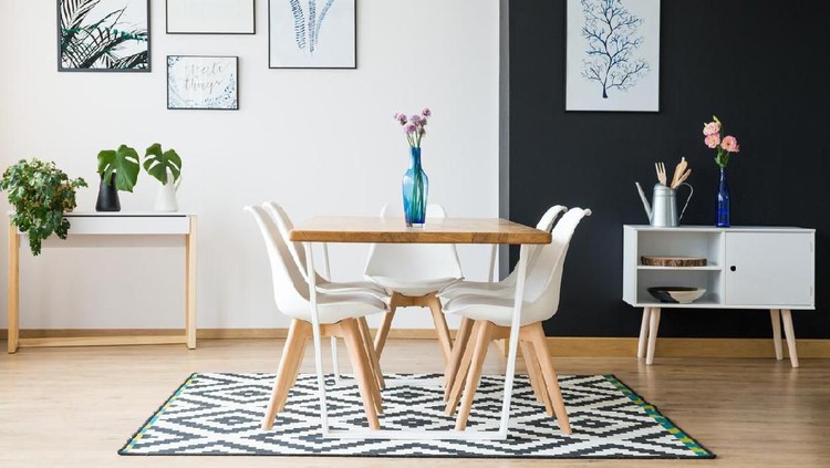Modern scandianvian decor of living room. Concept of minimalistic interior.