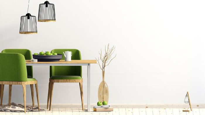 Modern scandianvian decor of living room. Concept of minimalistic interior.