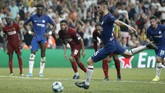 FOTO: Kalahkan Chelsea, Liverpool Angkat Piala di Awal Musim Liverpool meraih gelar Piala Super Eropa 2019 setelah mengalahkan Chelsea melalui babak adu penalti di Stadion Besiktas Park, Istanbul, Turki, Kamis (15/8) WIB.