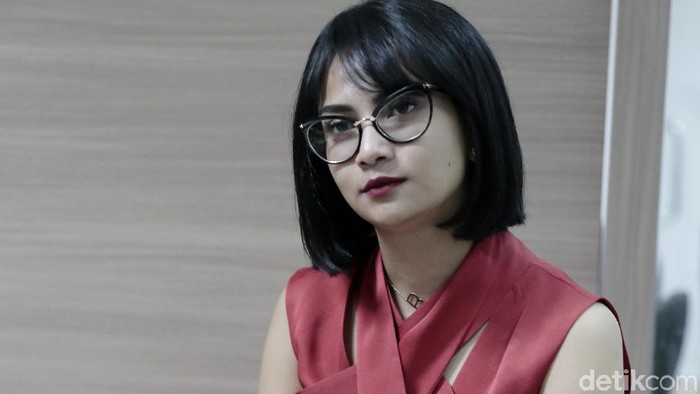 Vanessa Angel saat berkunjung ke kantor detikcom.