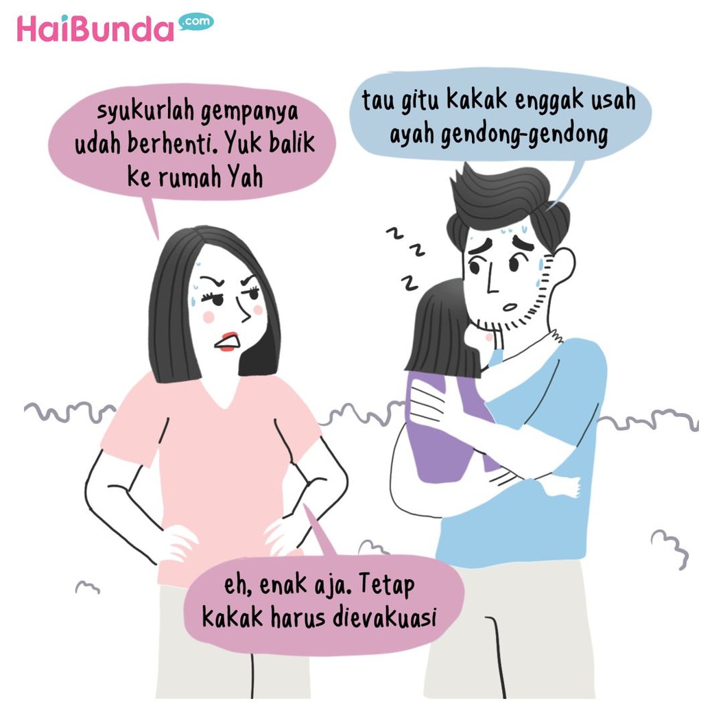 Begini pengalaman Bunda di komik ini dan keluarga ketika terjadi gempa bumi. Kalau keluarga Bunda punya pengalaman apa? Share yuk.