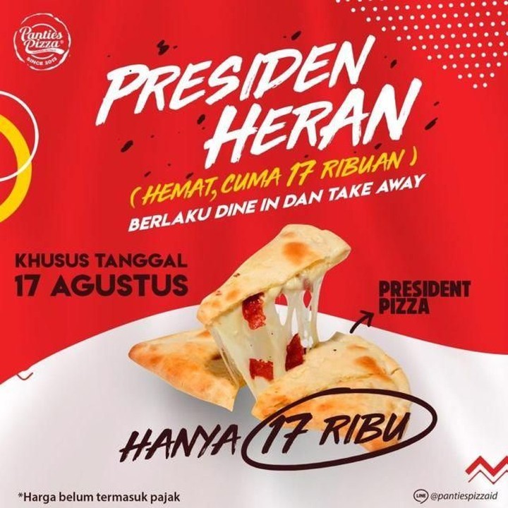 <p>Panties Pizza memberikan harga istimewa sebesar Rp17.000 yang hanya berlaku pada hari ini ya, 17 Agustus 2019. (Foto: Istimewa)</p>
