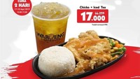 <p>Cuma berlaku dua hari sampai 18 Agustus, Waroeng Steak & Shake menawarkan harga spesial Rp.17000 untuk sebuah paket nasi dan ayam. (Foto: Istimewa)</p>