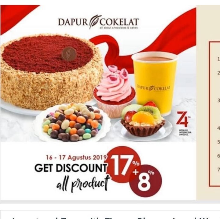 <p>Selama dua hari, 16-17 Agustus Dapur Cokelat memberikan diskon 17 persen + 8 persen lho. Tertarik enggak nih, Bun? (Foto: Istimewa)</p>