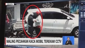 VIDEO: Maling Pecahkan Kaca Mobil Terekam CCTV