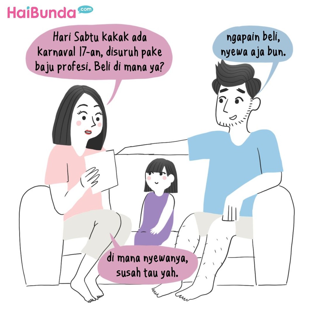 Beginilah persiapan kakak untuk ikut karnaval 17-an. Bunda dan Ayah pun heboh. Kalau persiapan karnaval si kecil gimana, Bun?