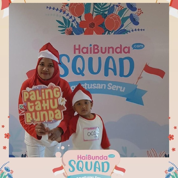 <p>Wah, happy banget nih! Terima kasih Bunda dan buah hati sudah ikutan Agustusan Seru HaiBundaSquad. Foto: HaiBunda</p>