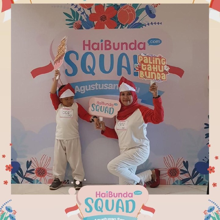 <p>Wah, happy banget nih! Terima kasih Bunda dan buah hati sudah ikutan Agustusan Seru HaiBundaSquad. Foto: HaiBunda</p>