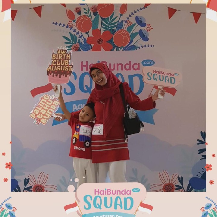 <p>Wah, happy banget nih! Terima kasih Bunda dan buah hati sudah ikutan Agustusan Seru HaiBundaSquad. Foto: HaiBunda</p>