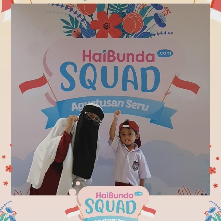 <p>Wah, happy banget nih! Terima kasih Bunda dan buah hati sudah ikutan Agustusan Seru HaiBundaSquad. Foto: HaiBunda</p>