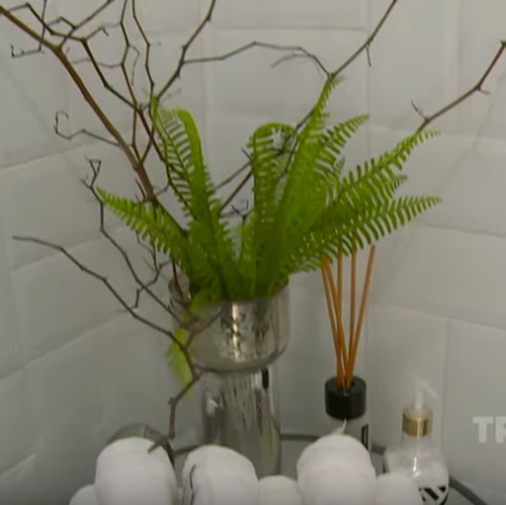 <p>Sedangkan untuk kamar mandi tamu, Nikita juga mengaku tak asal menatanya. Dia memilih untuk menerapkan konsep yang membuat toiletnya terlihat clean. Salah satunya dengan melettakan tanaman di depan pintu. Serta meletakkan gulungan-gulungan handuk sebagai pengganti tisu. (Foto: YouTube Ngopi Dara Trans TV)</p>