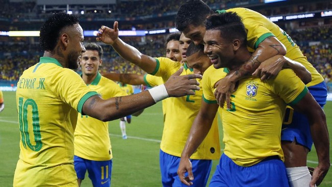 Timnas Brasil ditahan imbang Kolombia 2-2 dalam pertandingan persahabatan di Stadion Hard Rock, Miami, Amerika Serikat, Sabtu (7/9) pagi WIB.