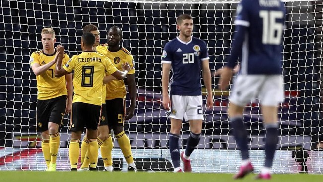 Belgia berhasil tampil perkasa saat menaklukkan tuan rumah Skotlandia dengan skor 4-0 dalam laga kualifikasi Piala Eropa 2020.
