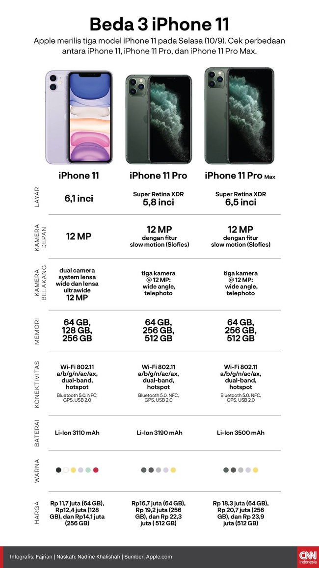 INFOGRAFIS: Beda 3 iPhone 11