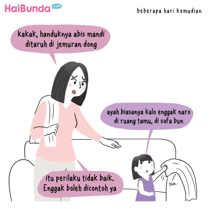 Hayo, siapa Bunda yang di rumahnya kadang heboh gara-gara handuk mandi? Terutama naruh handuk mandi sembarangan. Share yuk di kolom komentar.