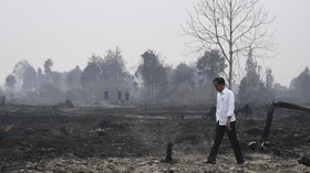 FOTO : Kemeja Putih Jokowi di Tengah Hitam Karhutla Riau