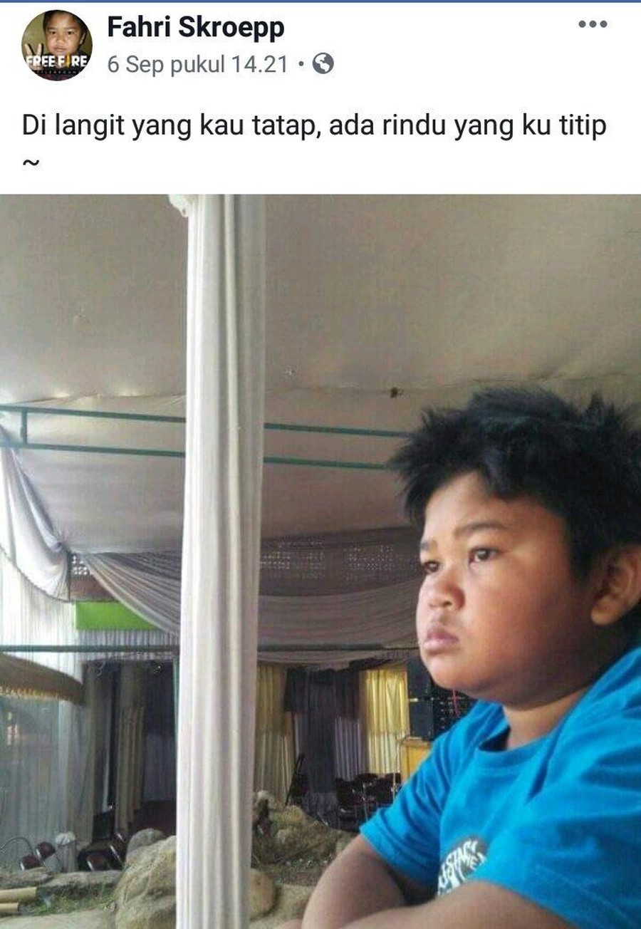 Titip Rindu Pada Langit Lima kutipan puitis Fahri Skroepp, bocah yang viral di media sosial.
