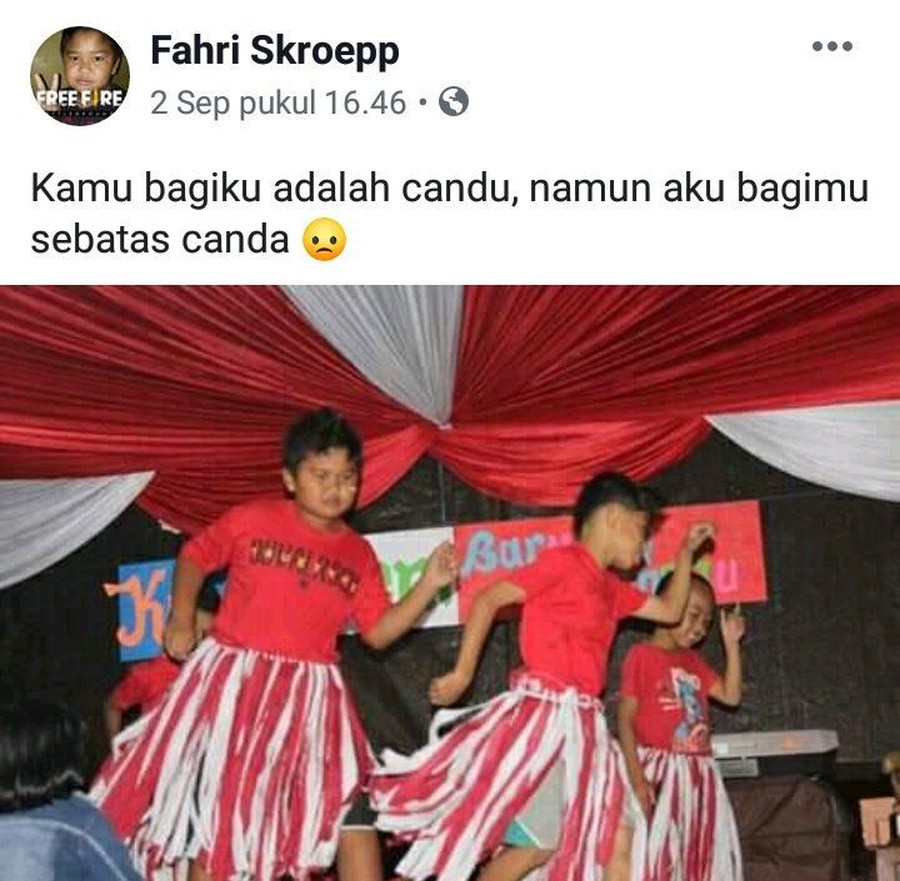 Candu Dibalas Canda Lima kutipan puitis Fahri Skroepp, bocah yang viral di media sosial.