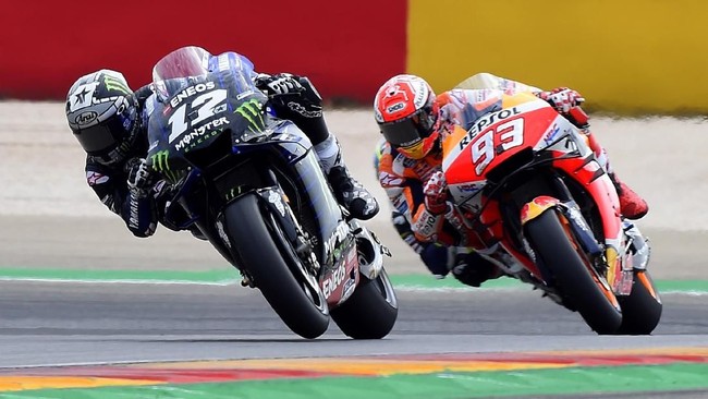 Marc Marquez berhasil meraih pole position mengalahkan Fabio Quartararo di MotoGP Aragon, Sabtu (21/9).