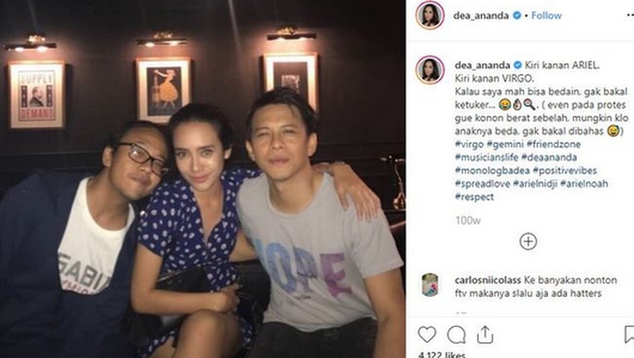 Dea Ananda Foto Rangkulan dengan Ariel NOAH, Netizen: Bikin Iri Foto Instagram Dea Ananda, Ariel 'Nidji', dan Ariel NOAH telah dihapus dari akun Instagram sang mantan penyanyi cilik.