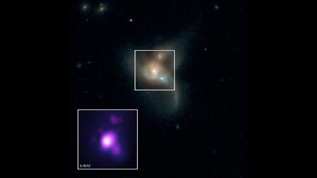 NASA menemukan tiga lubang hitam supermasif (SMBHs) yang tengah berputar dan akan berbenturan dan menyatu membentuk satu lubang hitam besar.
